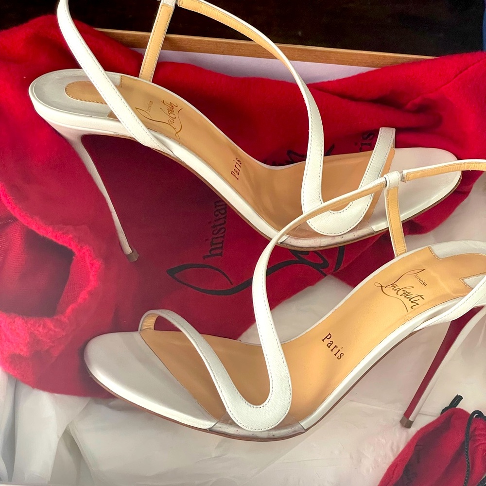 White Red Bottom sling back sandals